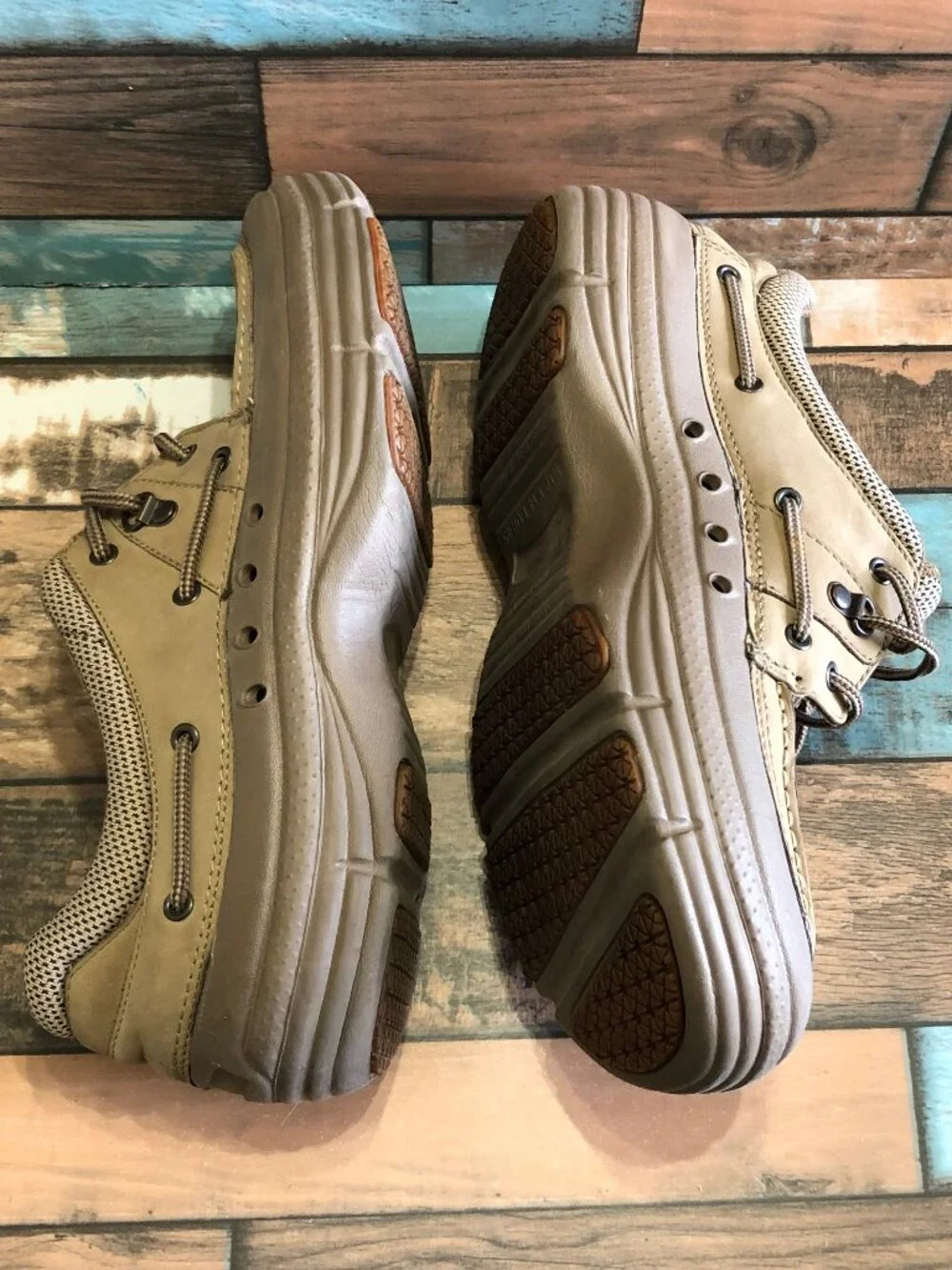World Wide Sportman HydroLite Boat Fishing Shoes Men's Size 12 Leather Upper Tan